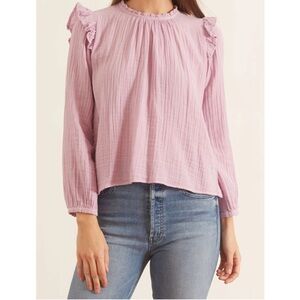 XiRENA Lanie Ruffled Puff Sleeve Blouse in light Lilac size M